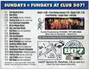 Club 507 Event Calendar
